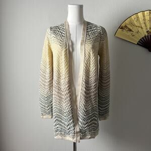 missoni gold metallic chevron knit open cardigan